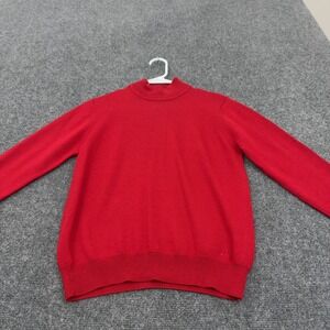 Vintage Carter Club Sweater Women P Red Merino Wool Mock Neck Minimalist Classic